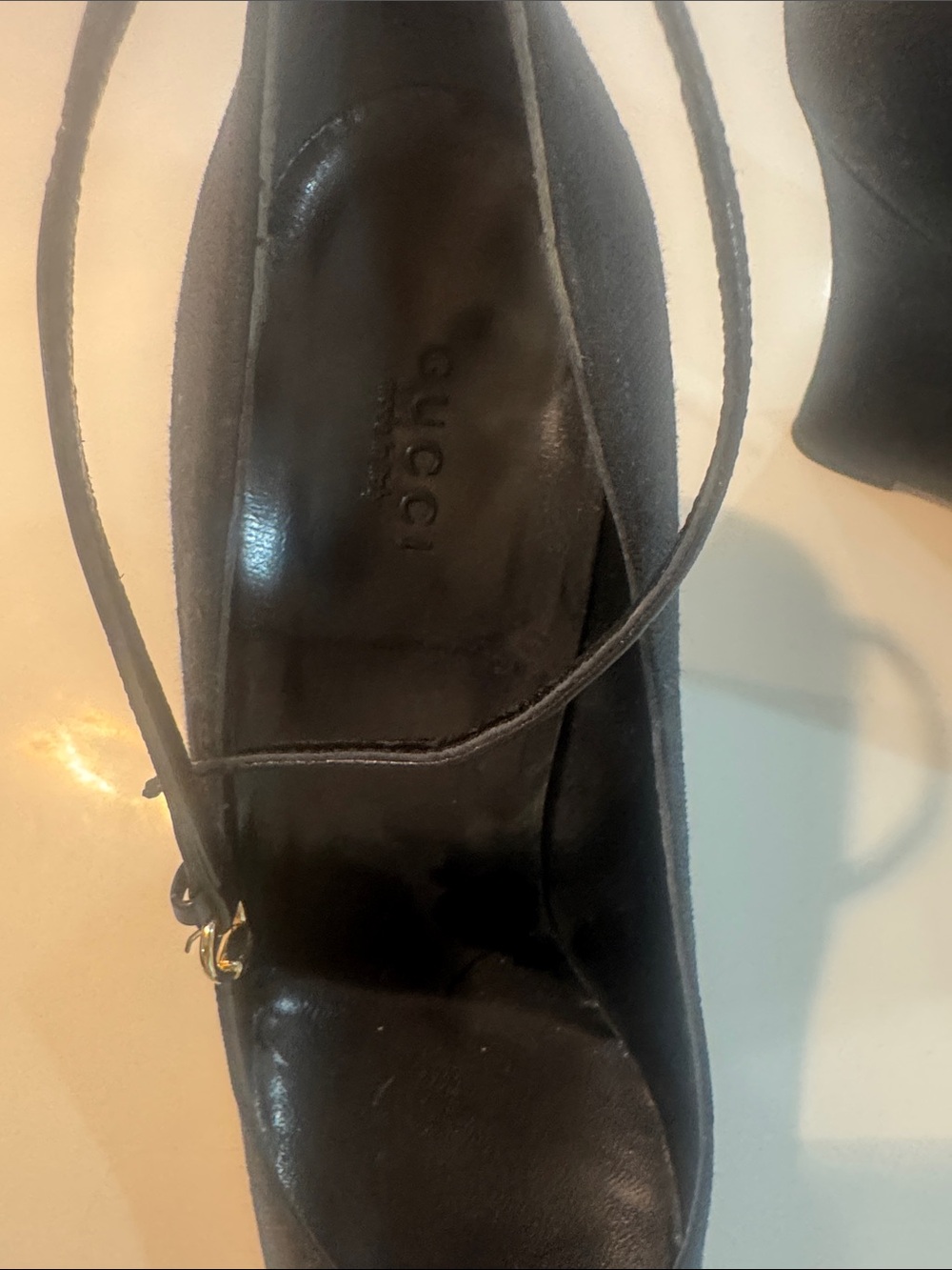 GUCCI “TOM FORD” Classic Black Women's Wedge Pumps with Ankle Strap - Picture 2 of 16